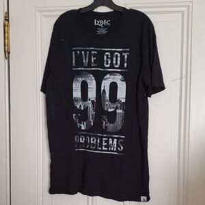 Black Short Sleeve Tee with 99 Problems Graphic Design